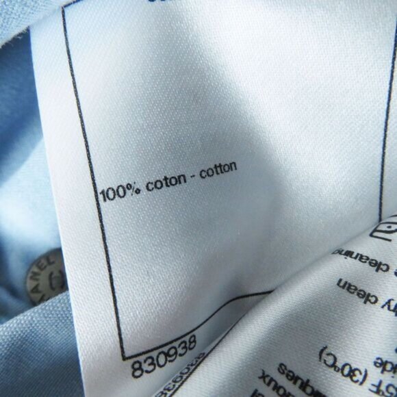 Authentic CHANEL CC Vintage Denim Striped Mini Skirt Light Blue Y2K 34 - Picture 12 of 12